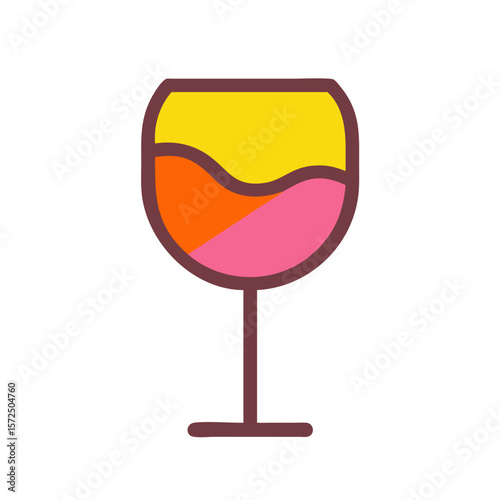 Colorful cocktail glass with layered drink in vibrant shades  