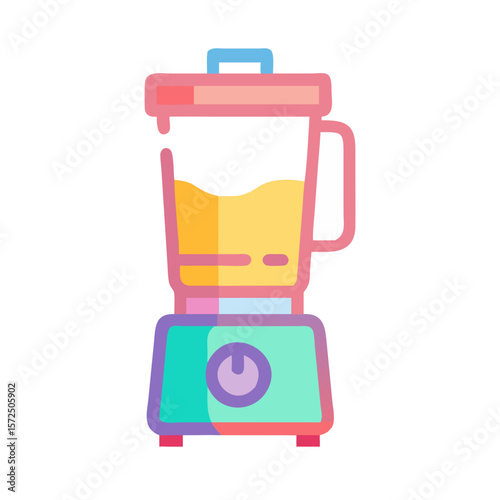 Colorful blender with yellow smoothie in modern kitchen style  