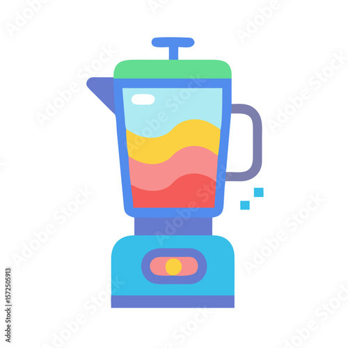 Colorful blender with layered ingredients in modern flat design  