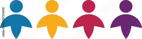 Colorful Unity Four Person Icon Graphic