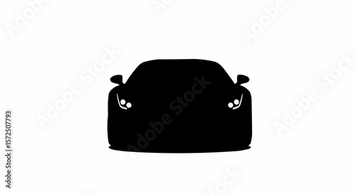 Modern Sports Car Front Angle Silhouette Isolated on White

