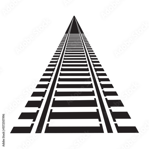 Abstract perspective drawing of railway tracks fading into the distance on white background