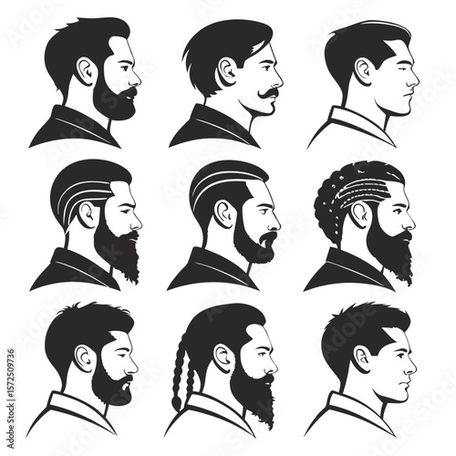 Diverse Male Hairstyles and Beards grooming haircuts