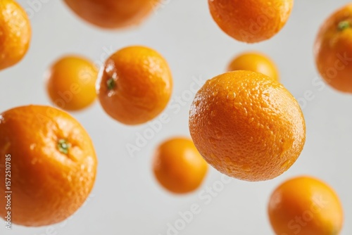 Oranges falling down in the air