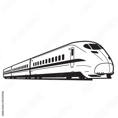 Modern high speed train transportation vector illustration isolated on white background depicting travel