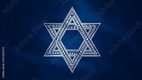 Star of David design in blue and white colors symbolizing Jewish faith and culture celebrating various holidays and traditions