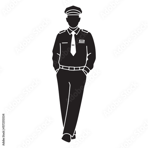 Vector illustration of a uniformed professional security guard or military officer