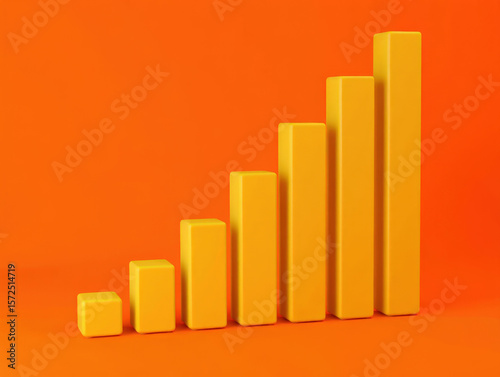 Ascending Heights A Visual Representation of Growth and Progress Through a Series of Yellow Bars on a Vibrant Orange Canvas Symbolizing Business Development and Success