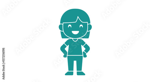 Vector Illustration of Happy Child, Cartoon Character