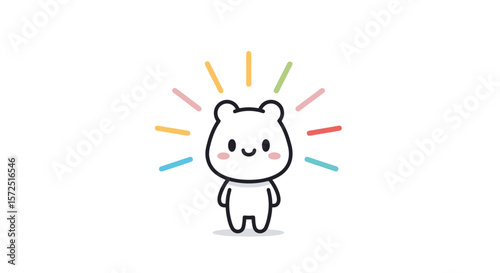 Radiant Bear: Cute Character with Colorful Aura
