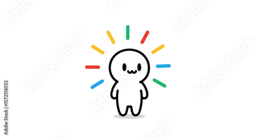 Cartoon Character Radiating Positive Energy