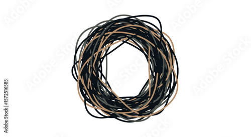 Tangled Wires Isolated on White Background