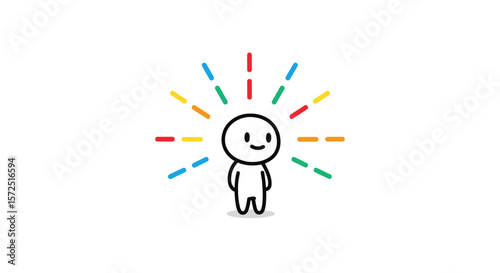 Radiating Positivity: Simple Character with Colorful Aura