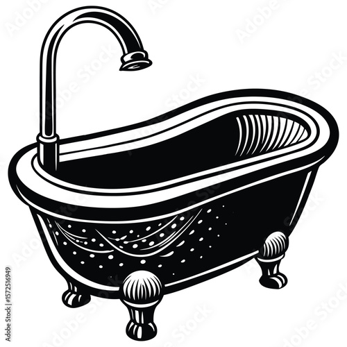 Antique clawfoot bathtub with ornate faucet vintage