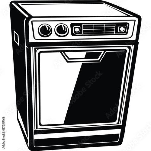 Black appliance with controls and door dishwasher kitchen