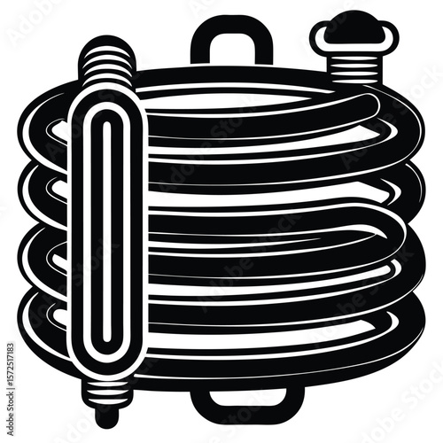 Black coiled heating element icon vector