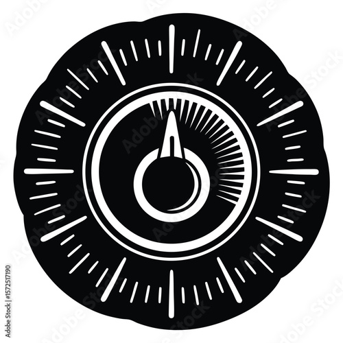 Black circular dial with white markings vector