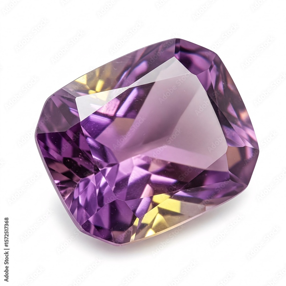 Ametrine faceted stone isolated on a white Ametrine faceted stone isolated on a white