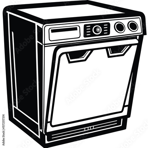 Black dishwasher appliance icon kitchen home