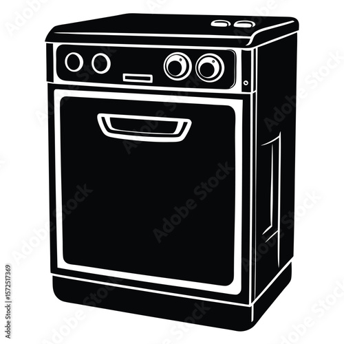 Black dishwasher appliance icon kitchen home