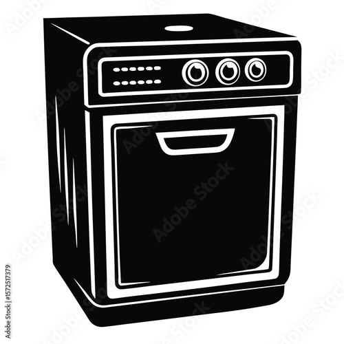 Black dishwasher appliance icon kitchen home