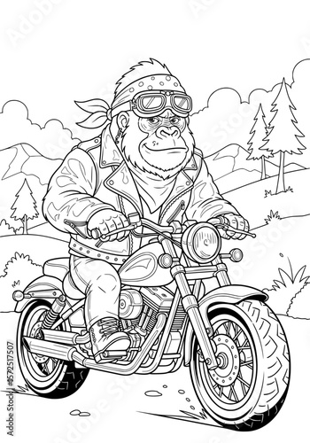 gorilla biker. coloring book