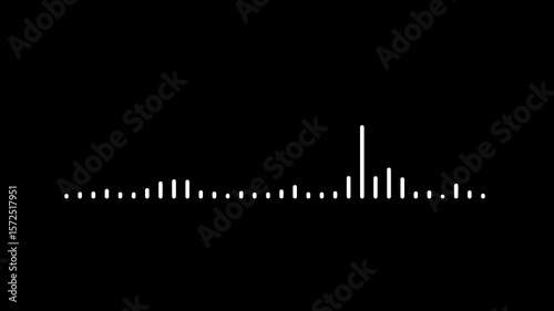 Audio wave animation with spectrum bars and digital frequency movement. Glowing music spectrum bar animation with synced pulse effect on green screen.
