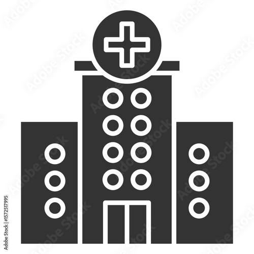 Hospital Glyph Icon Element For Design