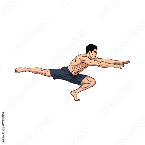 Male Athlete Performing Single Leg Squat - Dynamic Balance Exercise