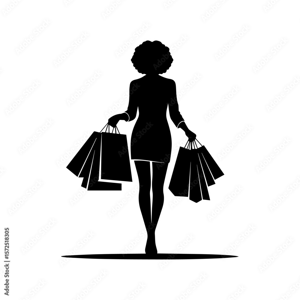 Stylish Woman with Shopping Bags Silhouette Stylish Woman with Shopping Bags Silhouette