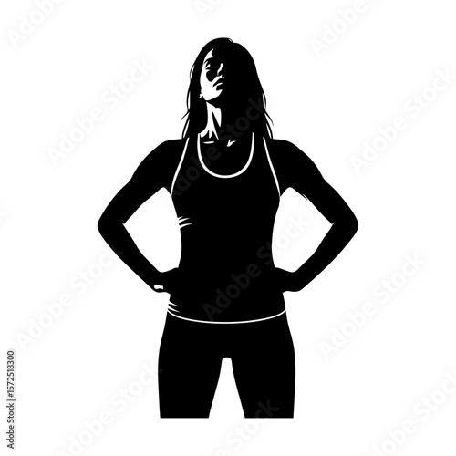 Confident Female Athlete Silhouette with Hands on Hips