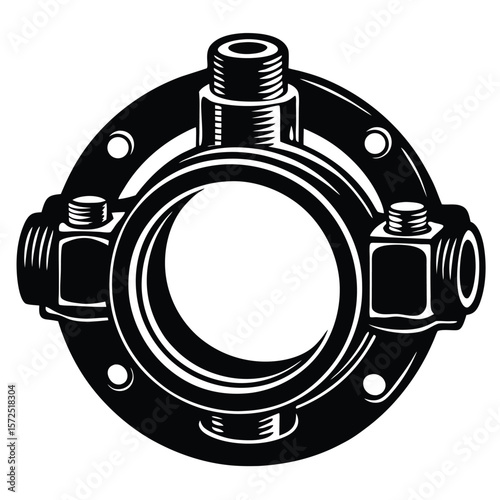 Circular pipe fitting with threaded connections clamp
