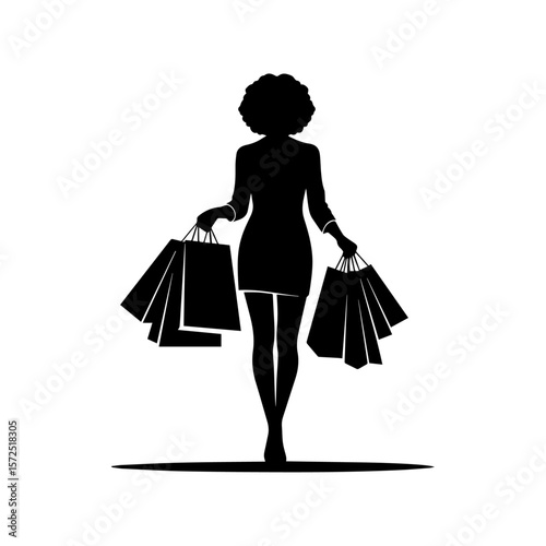 Stylish Woman with Shopping Bags Silhouette