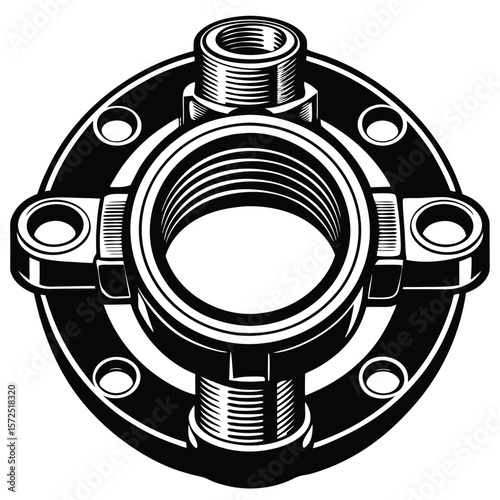 Circular pipe fitting with threaded connections plumbing