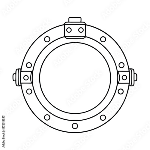 Circular porthole with bolts window ship