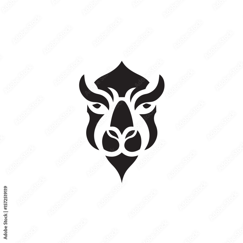 Fototapeta premium This image features a black and white tribal tattoo design, incorporating animal, skull, and floral elements in a striking vector illustration style