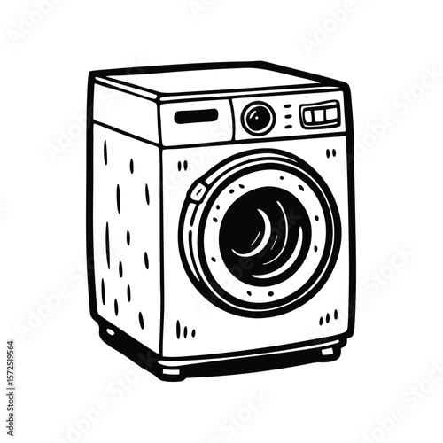 Simple black outline of a front loading washing machine