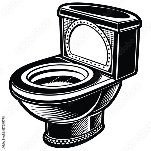 Toilet bowl with open lid ceramic