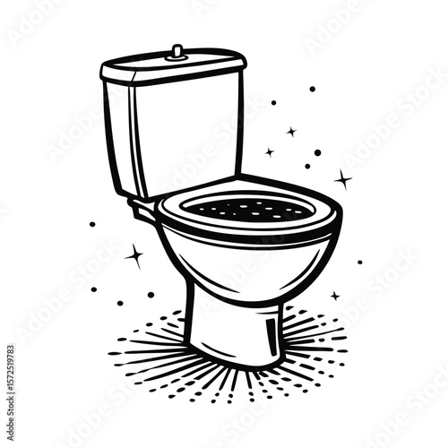 Toilet cistern and bowl outline bathroom plumbing
