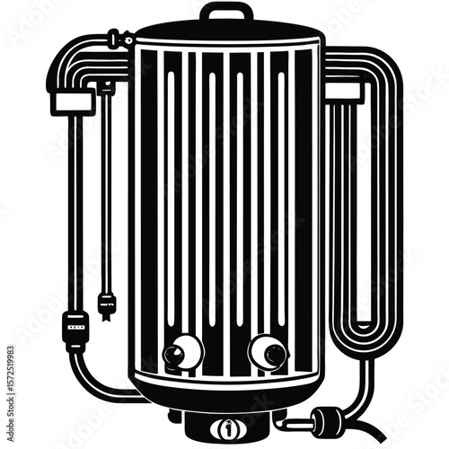 Vertical water heater with pipes and eyes plumbing