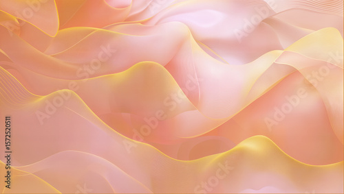 Elegant Abstract Waves in Pastel Shades with Gold Highlights