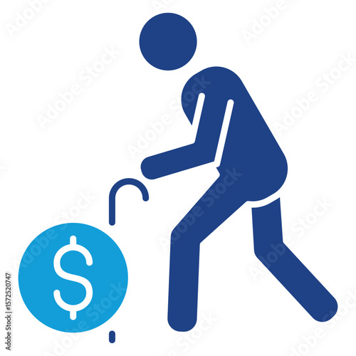 Elderly Dual Tone Icon Element For Design