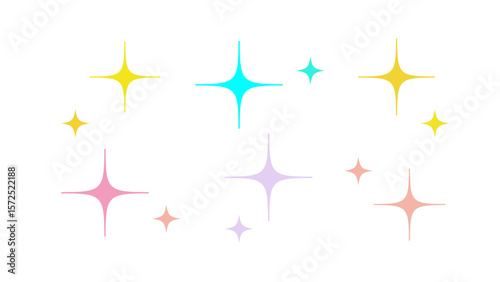 パステルカラーのキラキラのイラスト