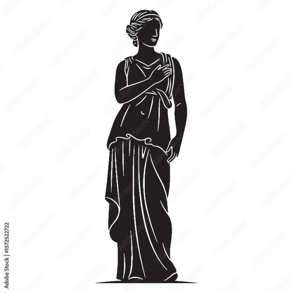 Fototapeta premium Simple Aphrodite digital black silhouette, designed for seamless integration into layouts – Aphrodite silhouette – Aphrodite Vector – Silhouette of Aphrodite – Greek goddess silhouette