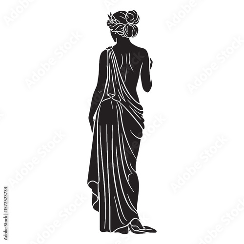 Recognizable Aphrodite digital black vector, representing the goddess of beauty's unforgettable appearance – Aphrodite silhouette – Aphrodite Vector – Silhouette of Aphrodite – Greek goddess vector

