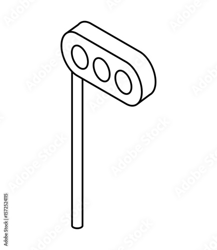 シンプルな信号機のアイソメイラスト　ベクター
