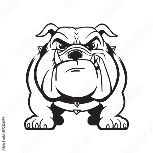A cute, funny cartoon animal illustration of a dog with a bone