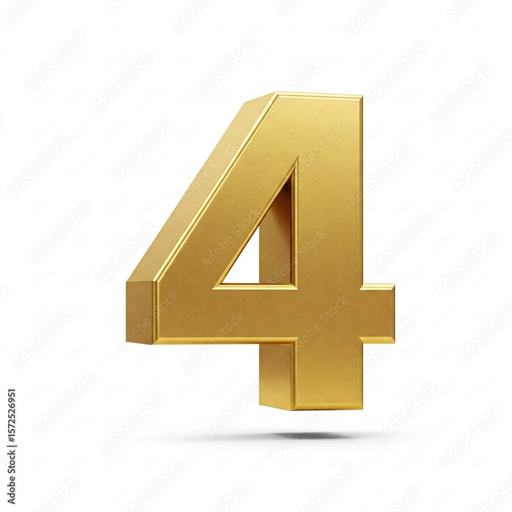 Obraz premium Gold Number 4, isolated on a white