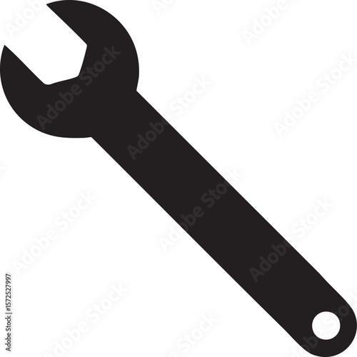 Simple black wrench icon isolated on a transparent background isolated on transparent background
