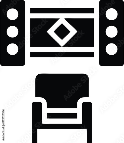 Home theater system and armchair icon